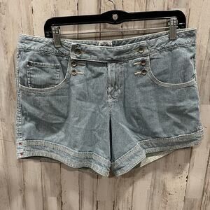 Lucky Brand Railroad Stripe Y2K 2008 Sailor Denim Shorts Womens 14/32 Cotton